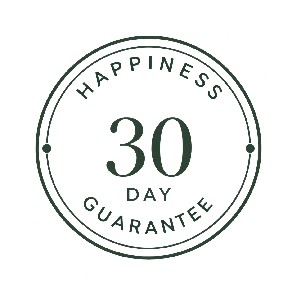30 day happiness guarantee seal